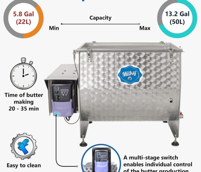 ELECTRIC BUTTER CHURN MILKY FJ 100 C WITH TILTING MECHANISM (2X115V) - Image 3