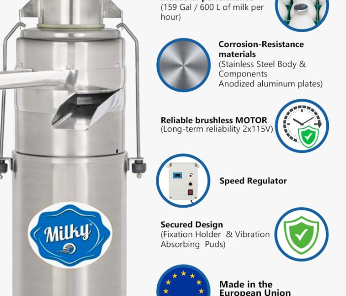 ELECTRIC CREAM SEPARATOR MILKY FJ 600 EAR "LONGLIFE" DC (230V) - Image 4